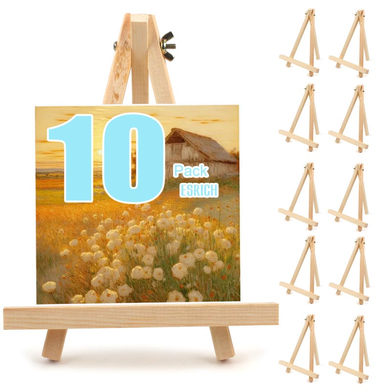 DSUWAZU 10PCS 9 Inch Wood Easels  Tripod  Painting Party Easel  Kids Student Tabletop Easels for Painting  Easel Stand for Painting Canvases  Portable Canvas Photo Picture Sign Holder. - Image 1